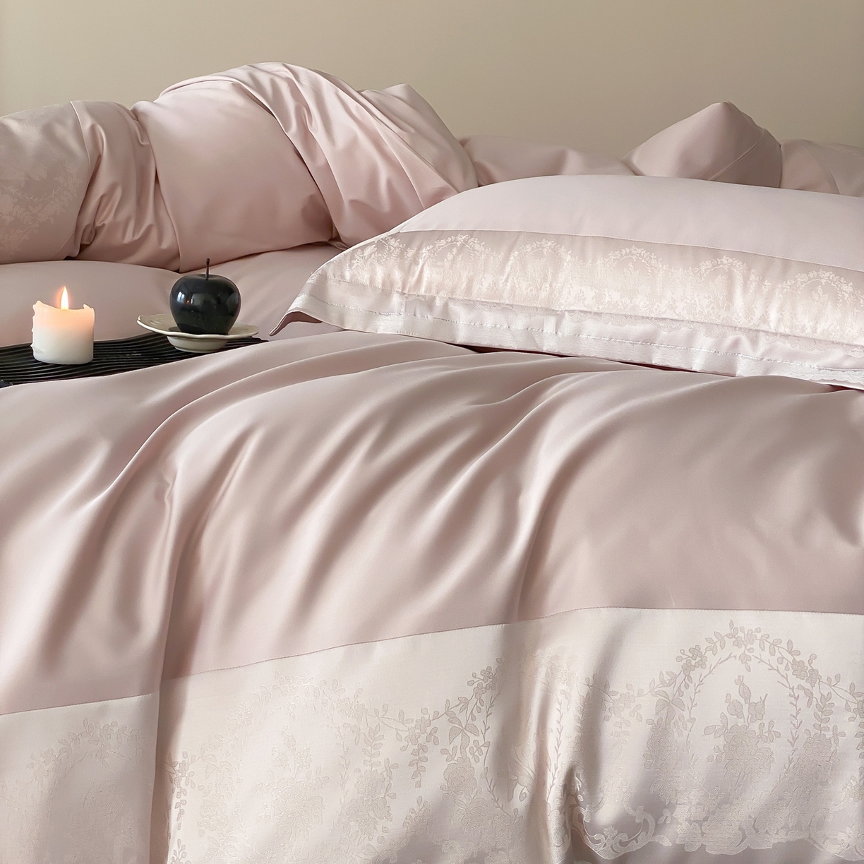 91家纺网 家纺一手货源 找家纺 MIU缪家居 2025新款100支全棉四件套-露西娅【控价388】 露西娅-雾粉