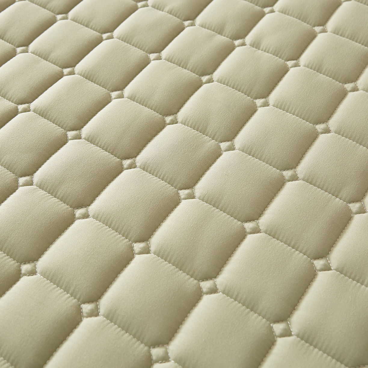 91家纺网 家纺一手货源 找家纺 缦吉 2025新款A类纯色大豆纤维夹棉床护垫系列 面包格-绿