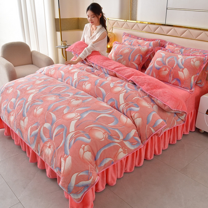 91家纺网 家纺一手货源 找家纺 （总）绒品 2025新款13372纯棉纯色四件套