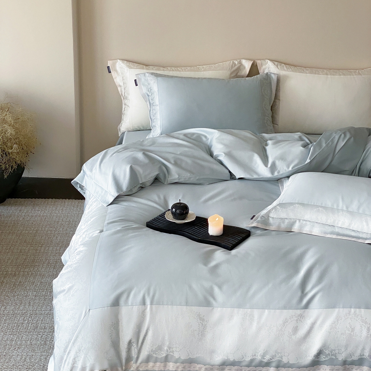 91家纺网 家纺一手货源 找家纺 MIU缪家居 2025新款100支全棉四件套-露西娅【控价388】 露西娅-雾蓝