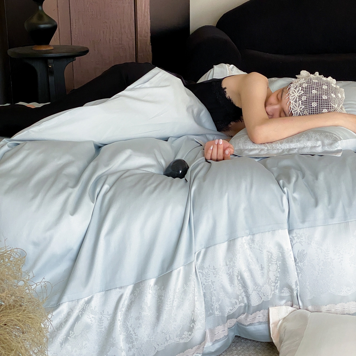 91家纺网 家纺一手货源 找家纺 MIU缪家居 2025新款100支全棉四件套-露西娅【控价388】 露西娅-雾蓝