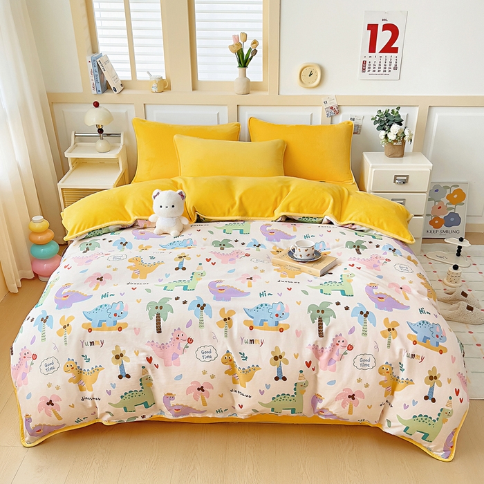 琪琪阁家纺 2025秋冬新款全棉加牛奶绒单被套棉加绒被套 奇妙之旅