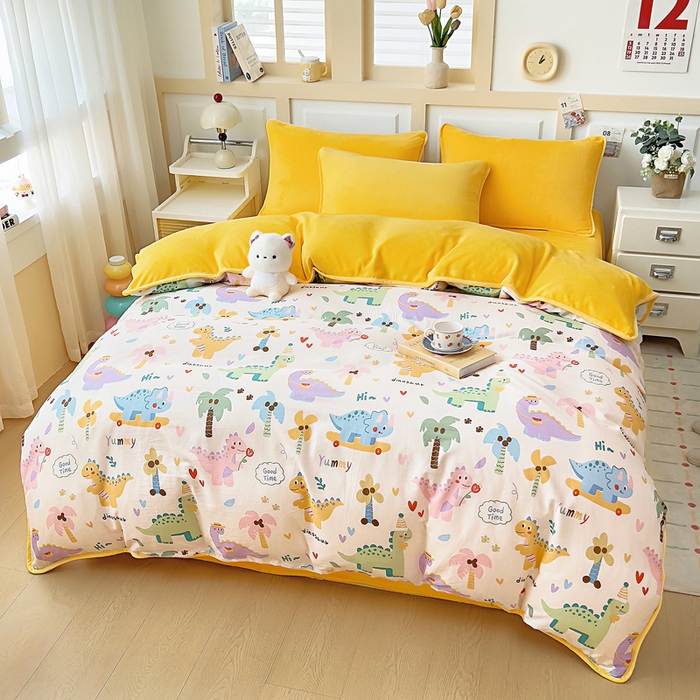 91家纺网 家纺一手货源 找家纺 琪琪阁家纺 2025秋冬新款全棉加牛奶绒单被套棉加绒被套 奇妙之旅