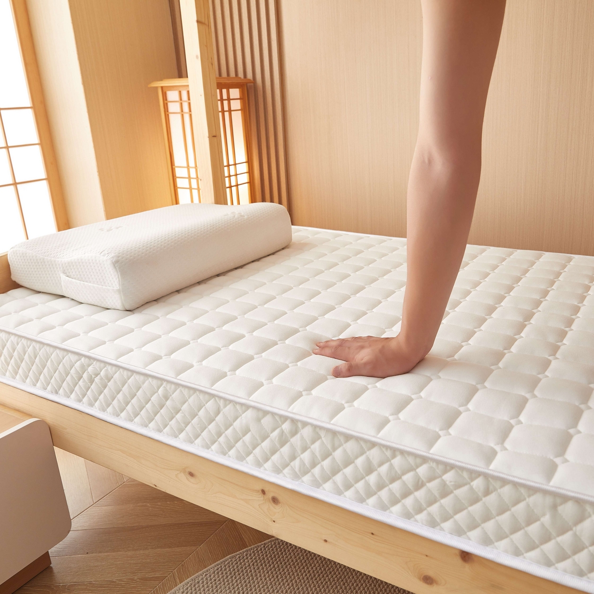 91家纺网 家纺一手货源 找家纺 （总）缦吉 2025新款面包格乳胶记忆海绵学生床垫