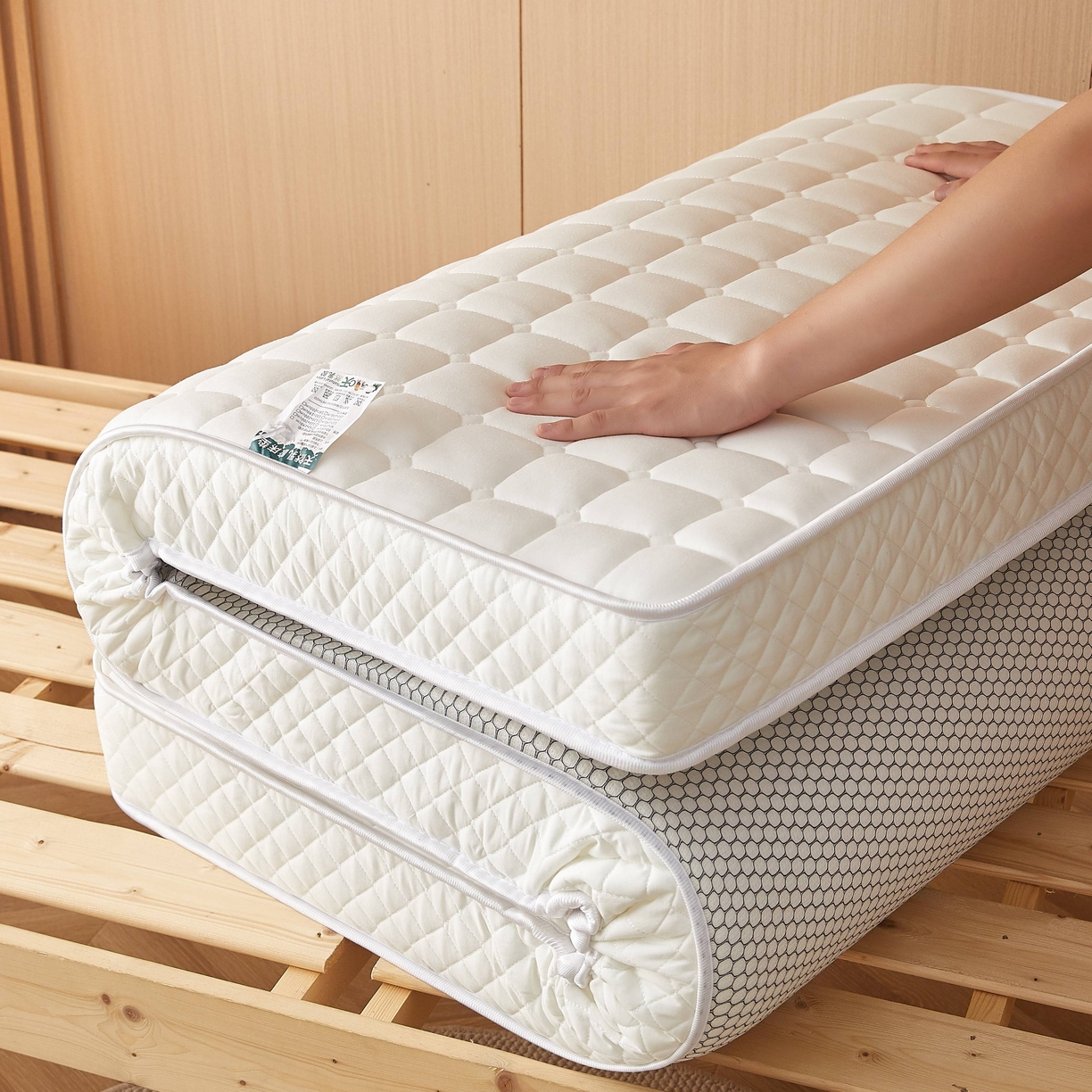 91家纺网 家纺一手货源 找家纺 （总）缦吉 2025新款面包格乳胶记忆海绵学生床垫