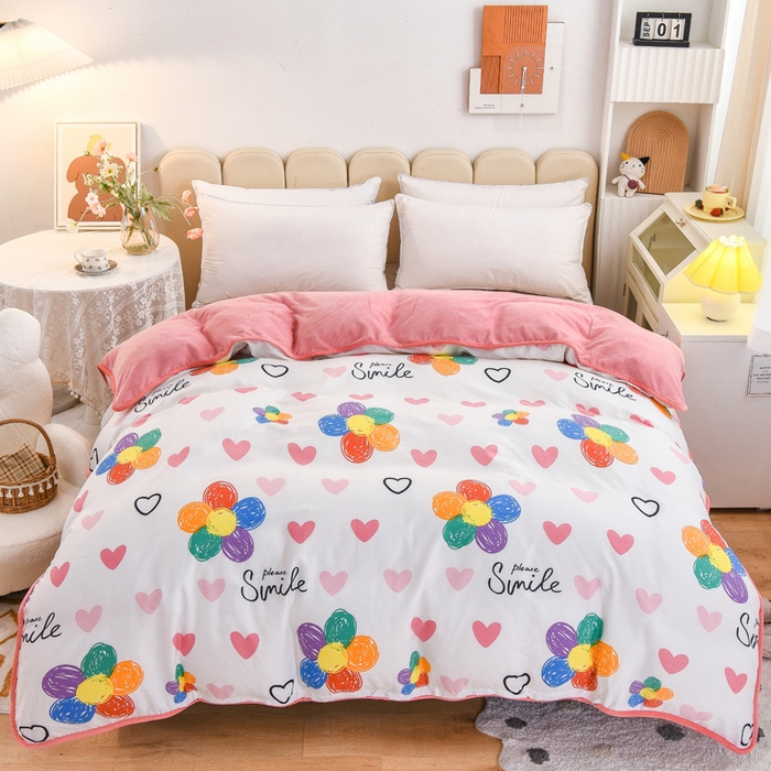 琪琪阁家纺 2025秋冬新款全棉加牛奶绒单被套棉加绒被套 手绘浪漫