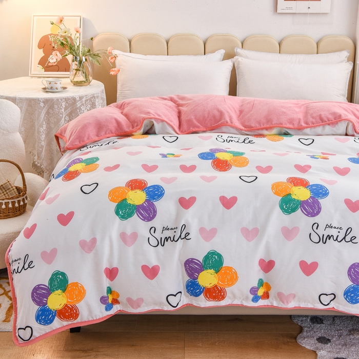 91家纺网 家纺一手货源 找家纺 琪琪阁家纺 2025秋冬新款全棉加牛奶绒单被套棉加绒被套 手绘浪漫