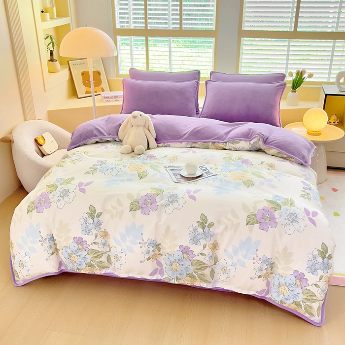 91家纺网 家纺一手货源 找家纺 琪琪阁家纺 2025秋冬新款全棉加牛奶绒单被套棉加绒被套 水墨嫣然