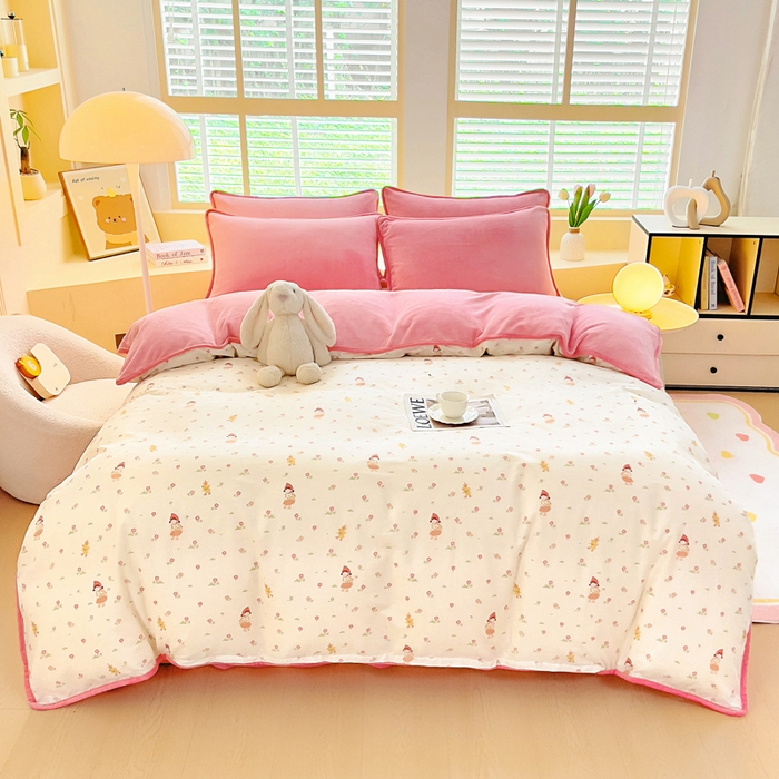 琪琪阁家纺 2025秋冬新款全棉加牛奶绒单被套棉加绒被套 小幸运