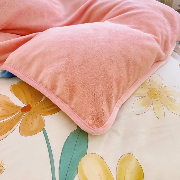 91家纺网 家纺一手货源 找家纺 琪琪阁家纺 2025秋冬新款全棉加牛奶绒单被套棉加绒被套 幸福花开