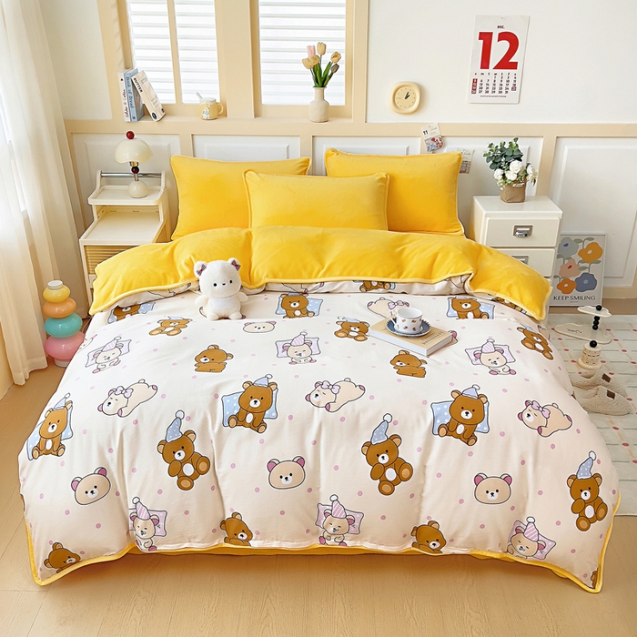 琪琪阁家纺 2025秋冬新款全棉加牛奶绒单被套棉加绒被套 枕边语