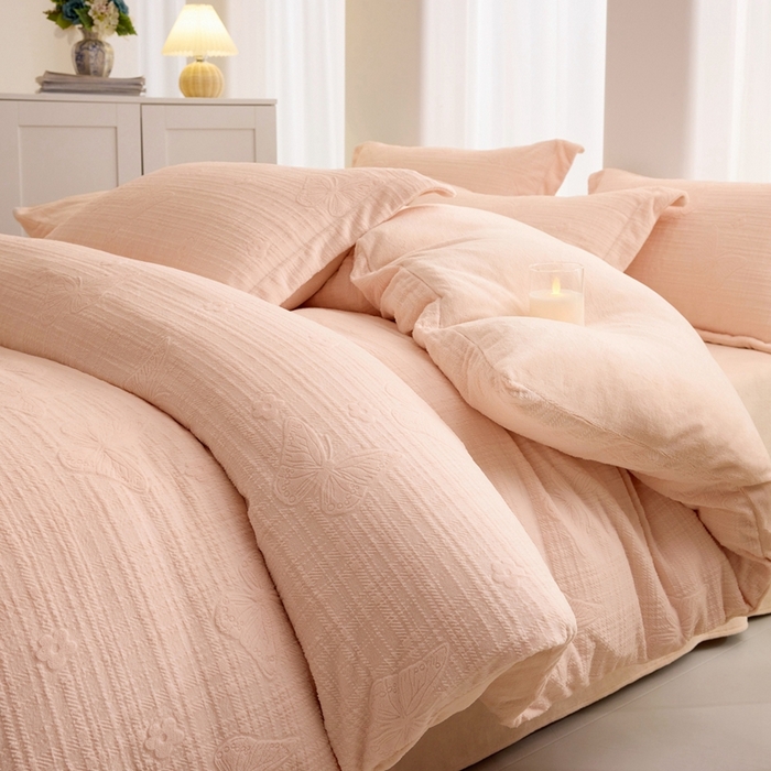 91家纺网 家纺一手货源 找家纺 （总）亿梵 2025秋冬新款A类全消光牛奶绒立体5D雕花绒四件套