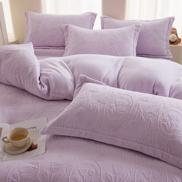 91家纺网 家纺一手货源 找家纺 （总）亿梵 2025秋冬新款A类全消光牛奶绒立体5D雕花绒四件套