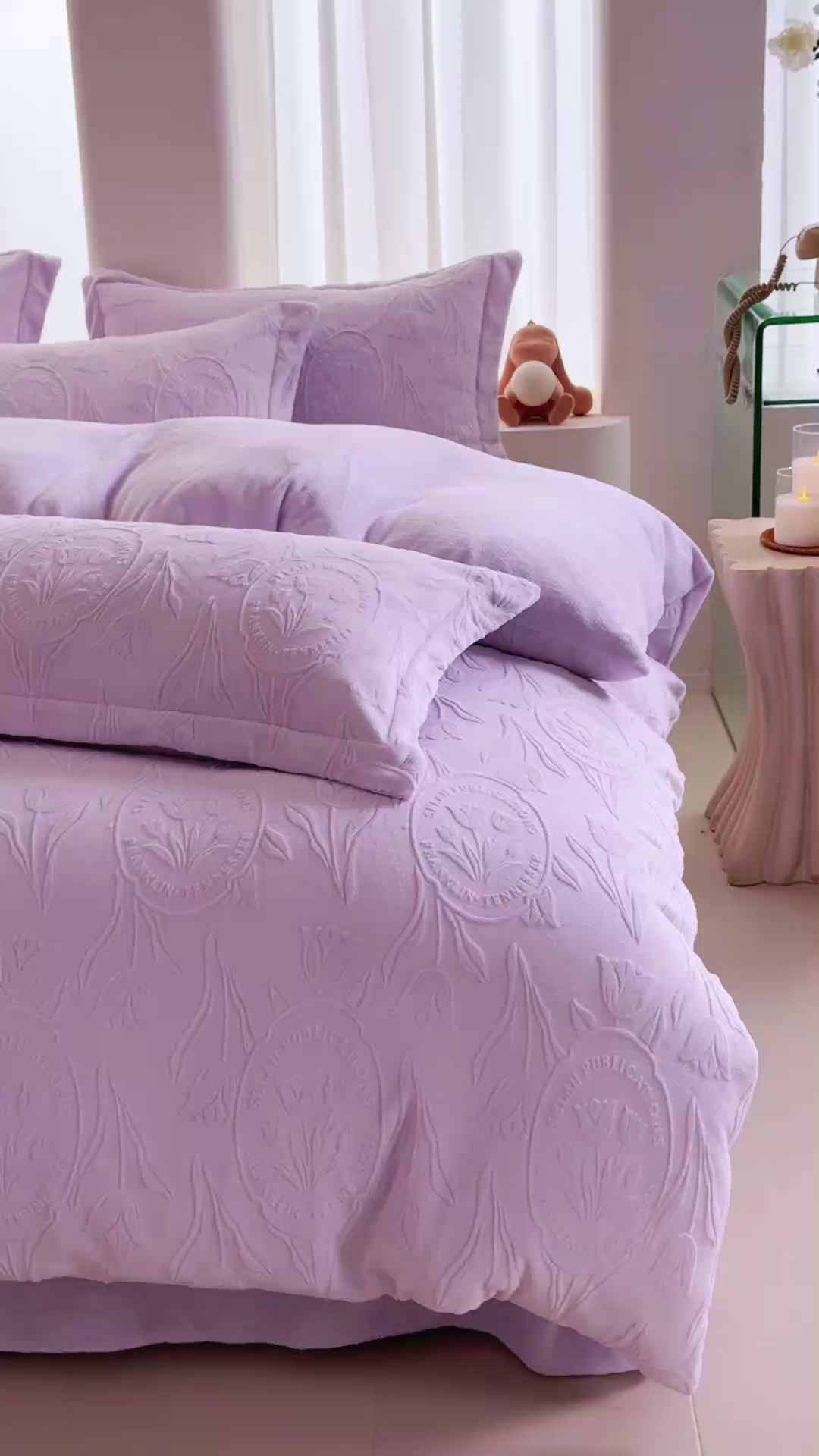 91家纺网 家纺一手货源 找家纺 （总）亿梵 2025秋冬新款A类全消光牛奶绒立体5D雕花绒四件套