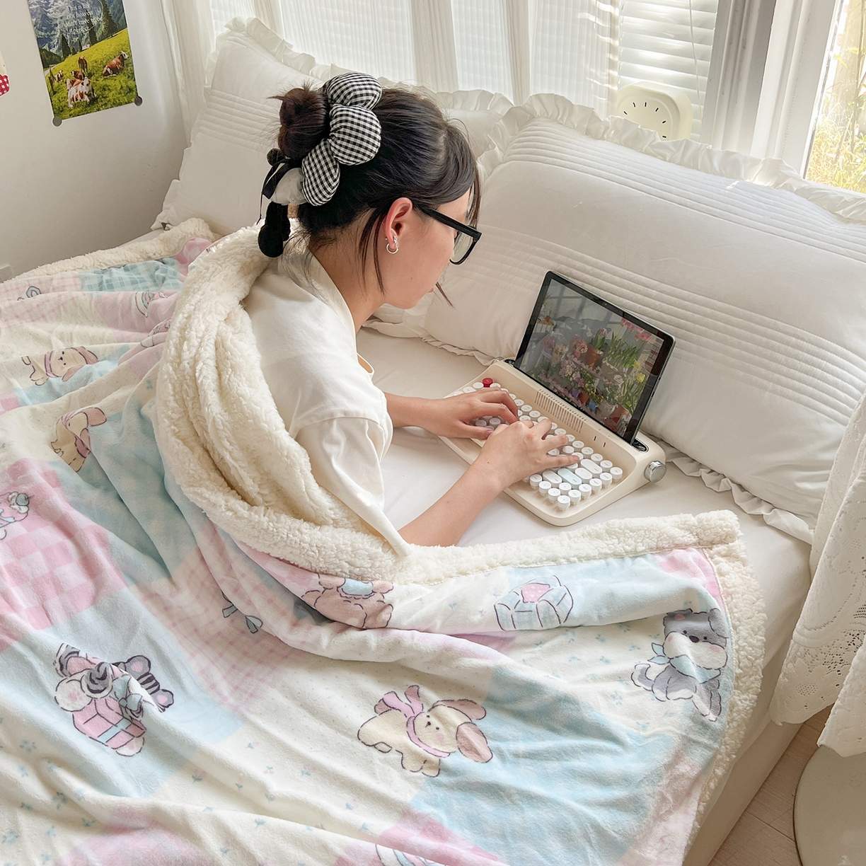 91家纺网 家纺一手货源 找家纺 耀悦家纺 2025新款毛毯带拉链被套两用加厚高克重牛奶绒毯子羊羔绒 礼物起司猫咪