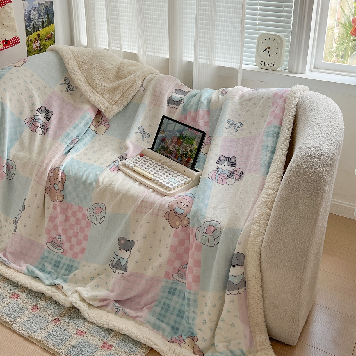 91家纺网 家纺一手货源 找家纺 耀悦家纺 2025新款毛毯带拉链被套两用加厚高克重牛奶绒毯子羊羔绒 礼物起司猫咪