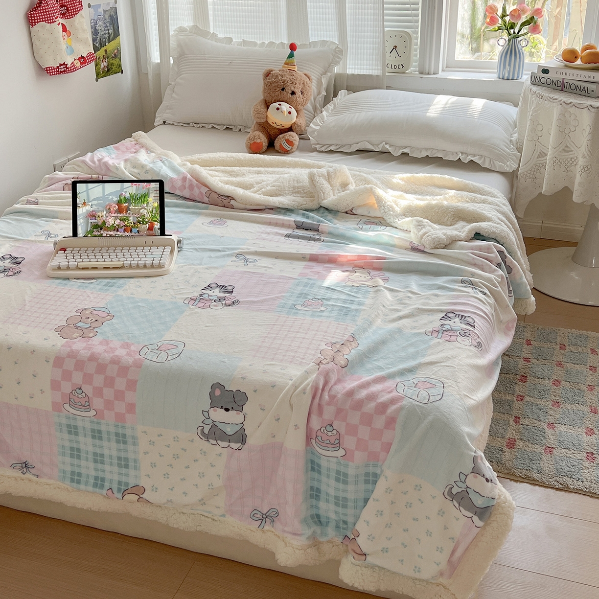 91家纺网 家纺一手货源 找家纺 耀悦家纺 2025新款毛毯带拉链被套两用加厚高克重牛奶绒毯子羊羔绒 礼物起司猫咪