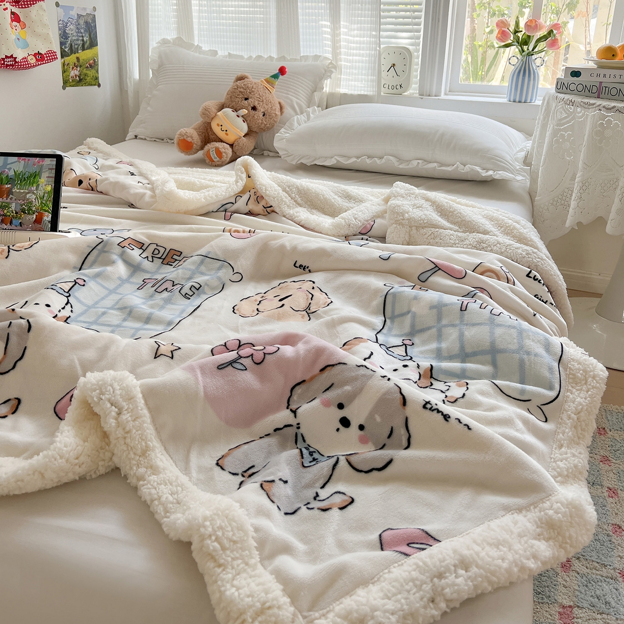 91家纺网 家纺一手货源 找家纺 耀悦家纺 2025新款毛毯带拉链被套两用加厚高克重牛奶绒毯子羊羔绒 春日计划