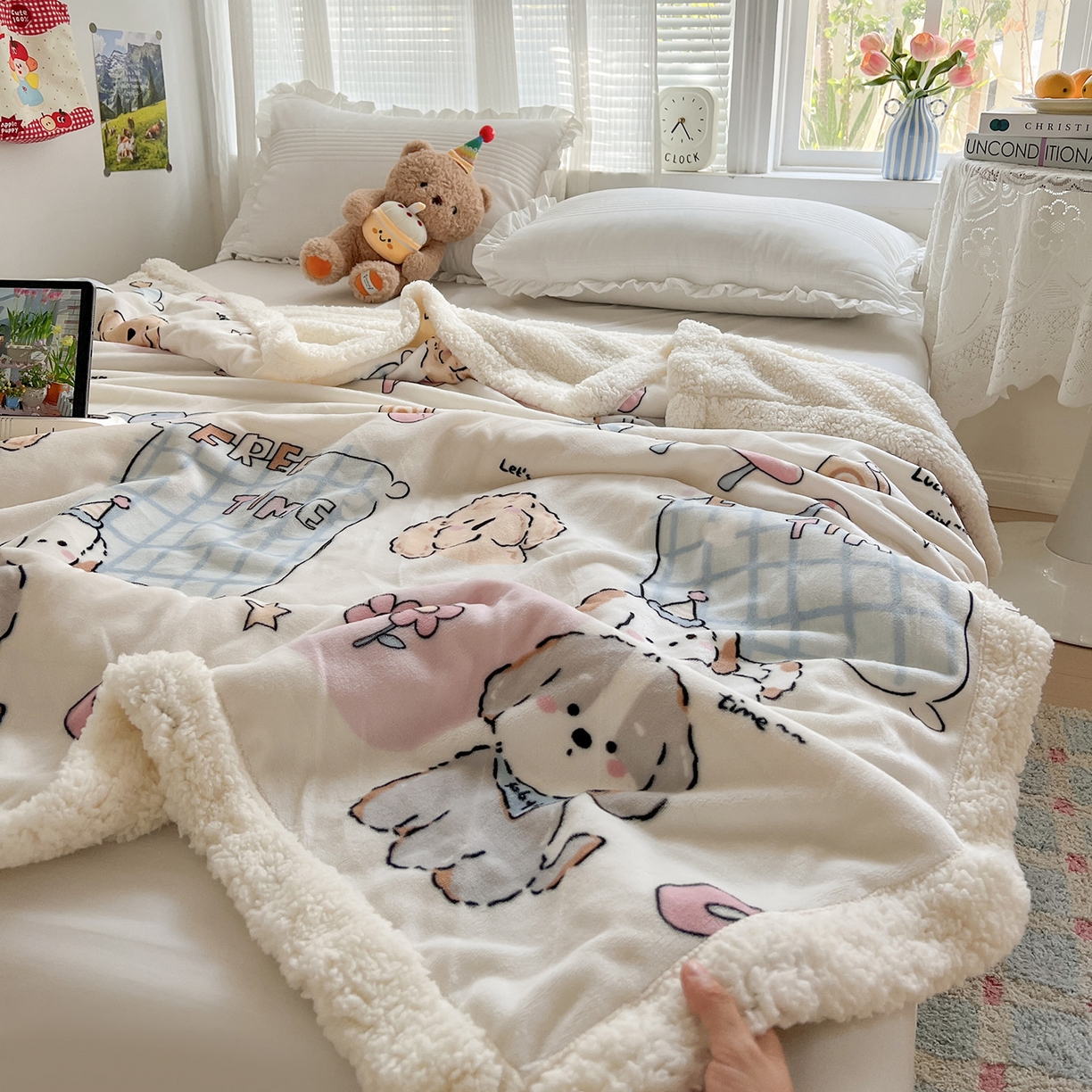 91家纺网 家纺一手货源 找家纺 耀悦家纺 2025新款毛毯带拉链被套两用加厚高克重牛奶绒毯子羊羔绒 春日计划