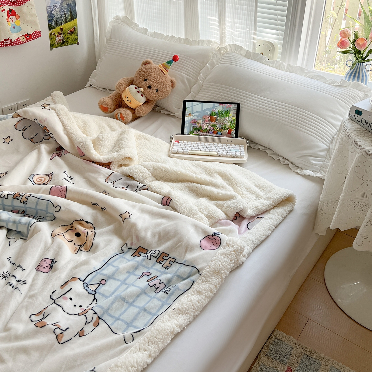 91家纺网 家纺一手货源 找家纺 耀悦家纺 2025新款毛毯带拉链被套两用加厚高克重牛奶绒毯子羊羔绒 春日计划