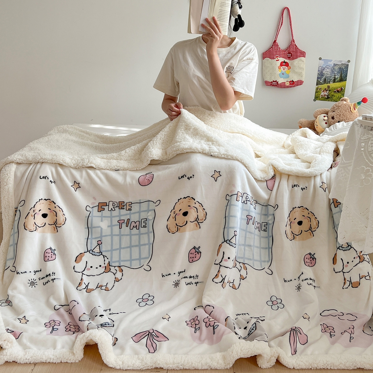 91家纺网 家纺一手货源 找家纺 耀悦家纺 2025新款毛毯带拉链被套两用加厚高克重牛奶绒毯子羊羔绒 春日计划