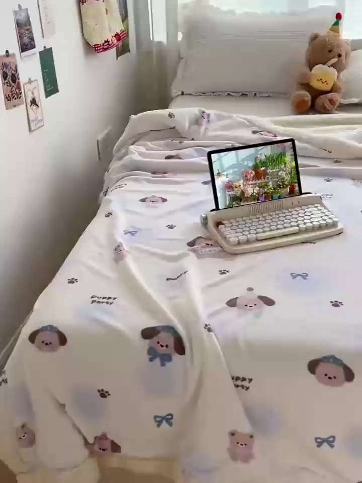 91家纺网 家纺一手货源 找家纺 耀悦家纺 2025新款毛毯带拉链被套两用加厚高克重牛奶绒毯子羊羔绒 小奶狗派对