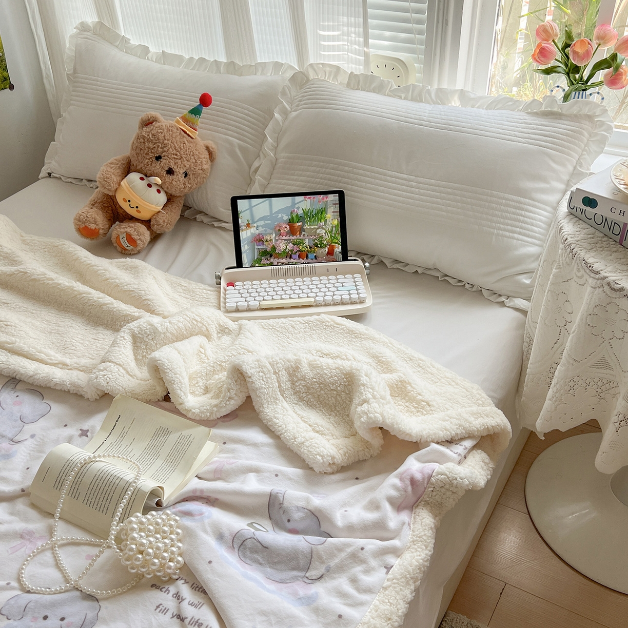 91家纺网 家纺一手货源 找家纺 耀悦家纺 2025新款毛毯带拉链被套两用加厚高克重牛奶绒毯子羊羔绒 小象的生日聚会