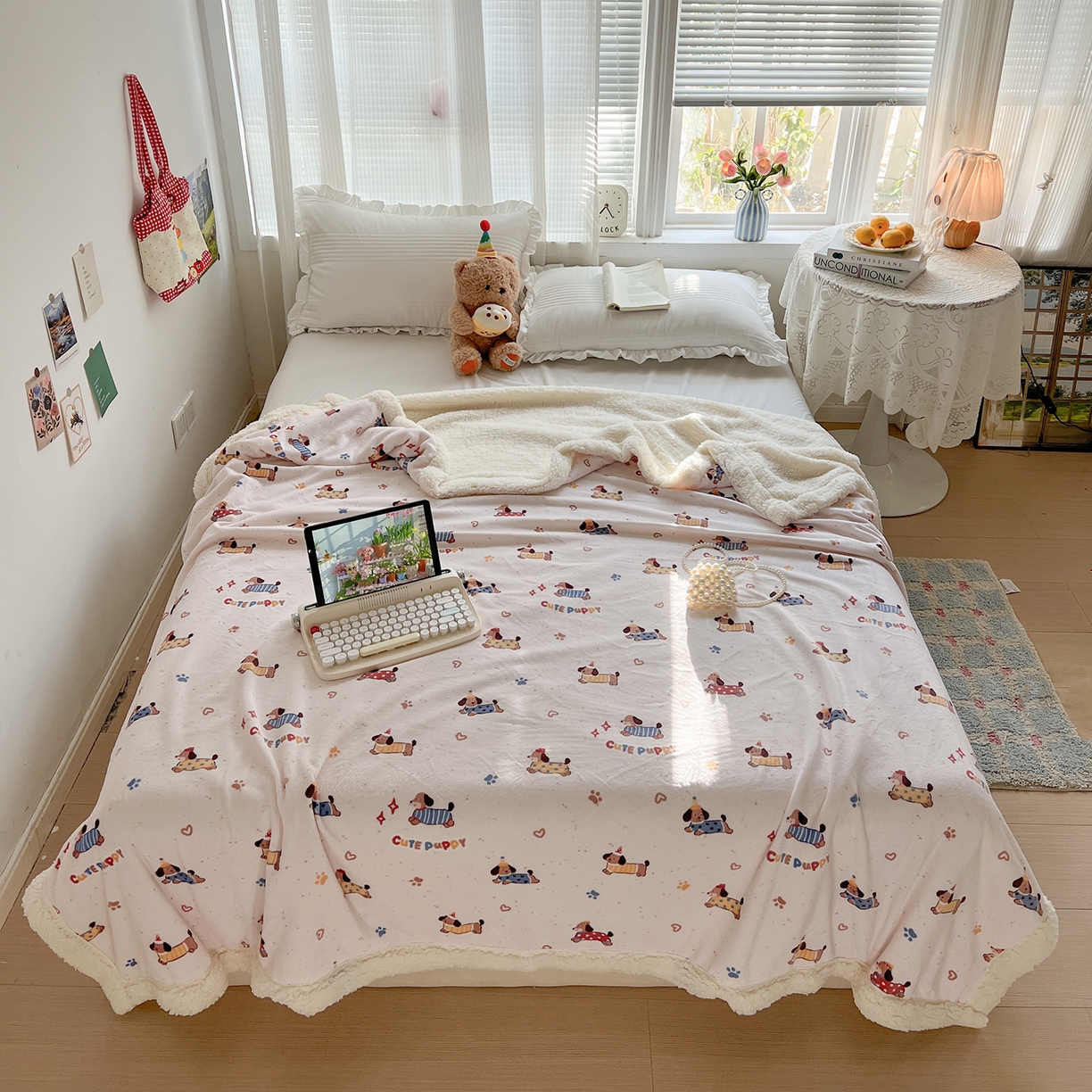 91家纺网 家纺一手货源 找家纺 耀悦家纺 2025新款毛毯带拉链被套两用加厚高克重牛奶绒毯子羊羔绒 星光腊肠狗