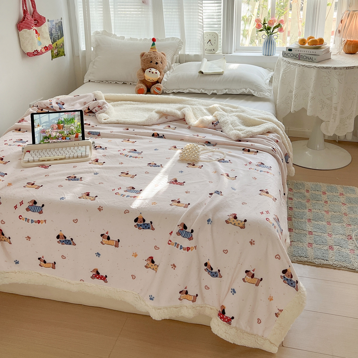 91家纺网 家纺一手货源 找家纺 耀悦家纺 2025新款毛毯带拉链被套两用加厚高克重牛奶绒毯子羊羔绒 星光腊肠狗