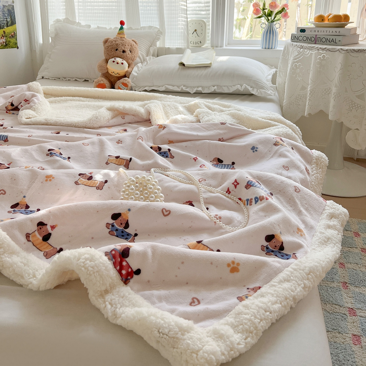 91家纺网 家纺一手货源 找家纺 耀悦家纺 2025新款毛毯带拉链被套两用加厚高克重牛奶绒毯子羊羔绒 星光腊肠狗