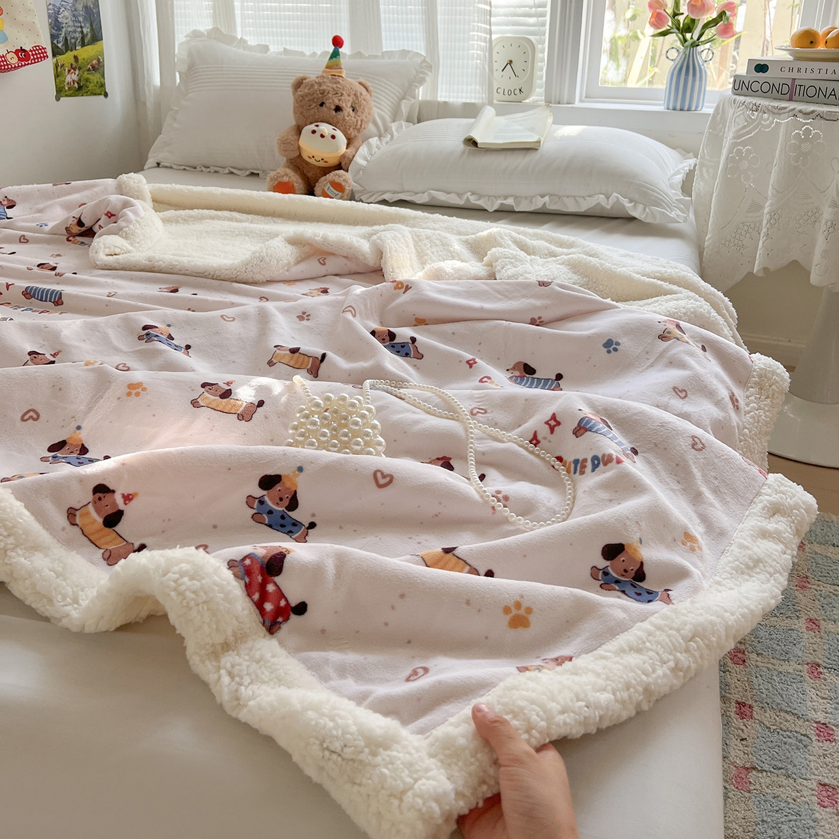 91家纺网 家纺一手货源 找家纺 耀悦家纺 2025新款毛毯带拉链被套两用加厚高克重牛奶绒毯子羊羔绒 星光腊肠狗