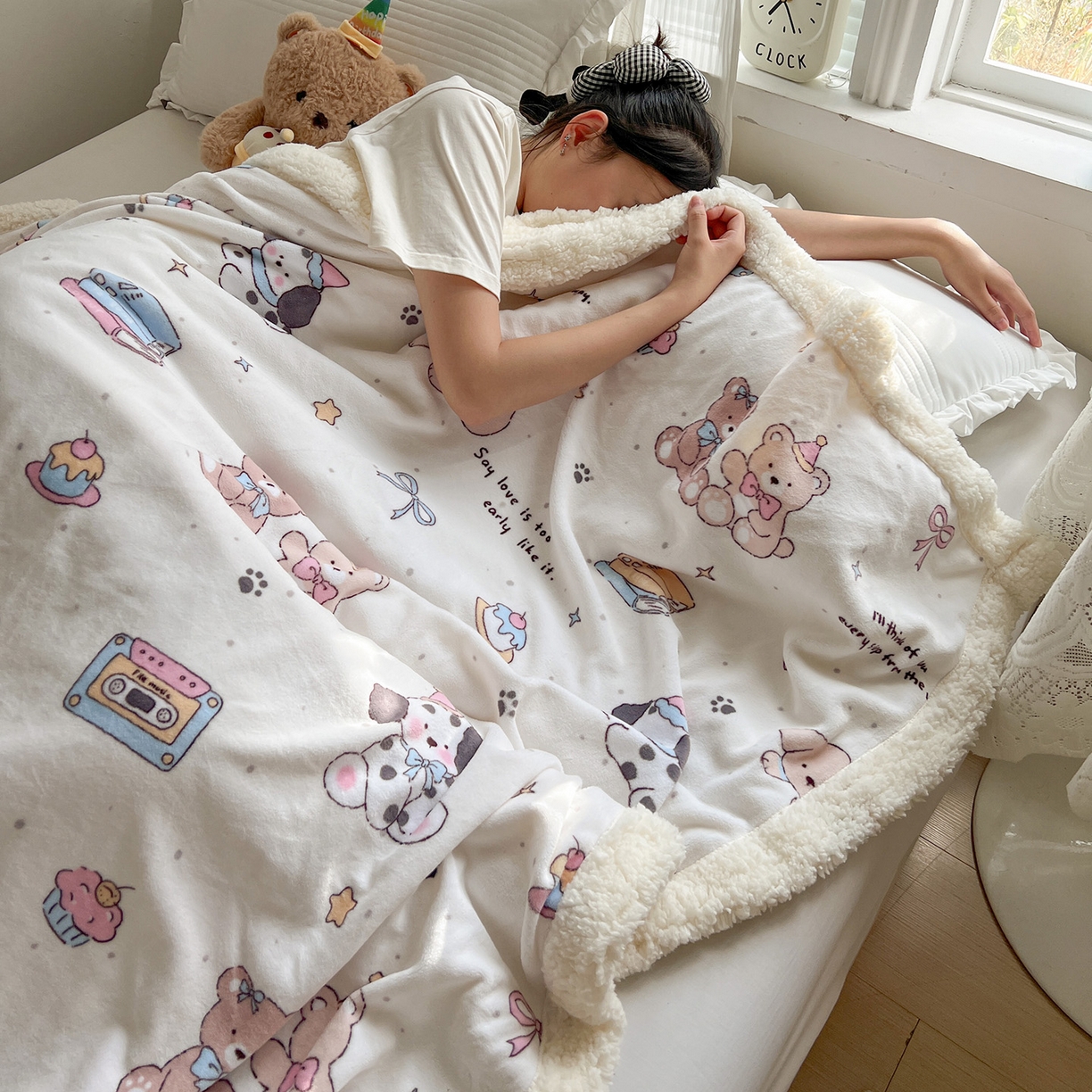 91家纺网 家纺一手货源 找家纺 耀悦家纺 2025新款毛毯带拉链被套两用加厚高克重牛奶绒毯子羊羔绒 音乐与美食的周末