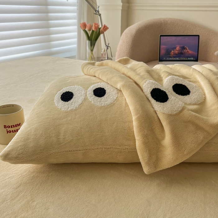 悦织湾家纺 2025新款牛奶绒纯色单品枕套冬季加厚保暖透气轻奢时尚卡通枕套单品枕套枕套单件 牛奶绒奶黄