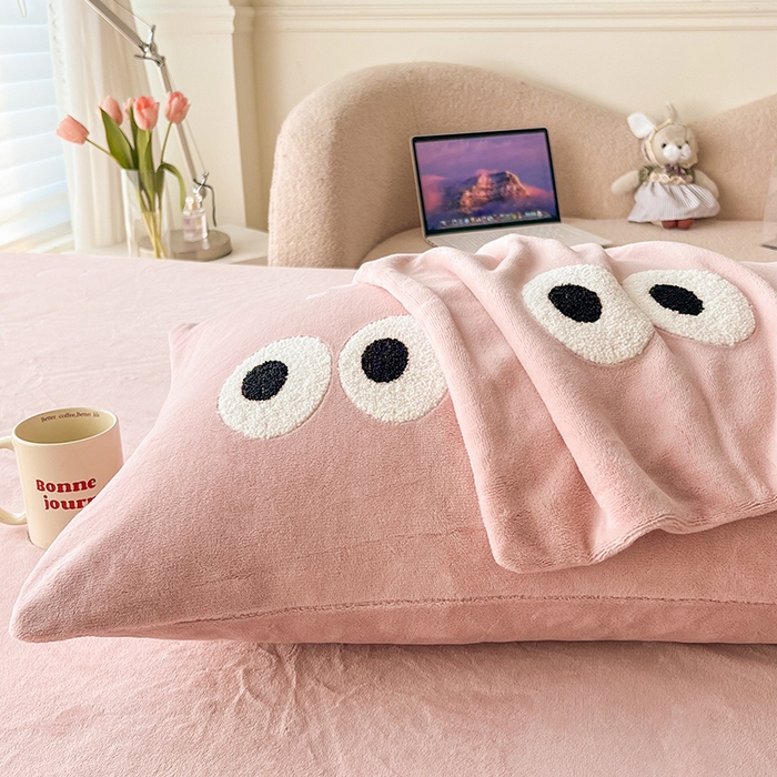 悦织湾家纺 2025新款牛奶绒纯色单品枕套冬季加厚保暖透气轻奢时尚卡通枕套单品枕套枕套单件 牛奶绒浅粉