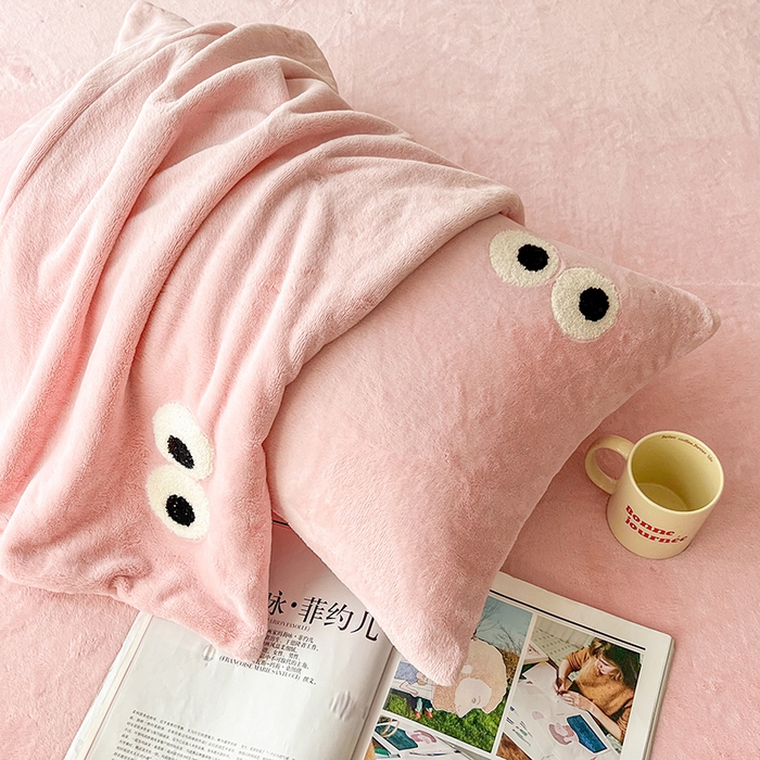 91家纺网 家纺一手货源 找家纺 悦织湾家纺 2025新款牛奶绒纯色单品枕套冬季加厚保暖透气轻奢时尚卡通枕套单品枕套枕套单件 牛奶绒浅粉