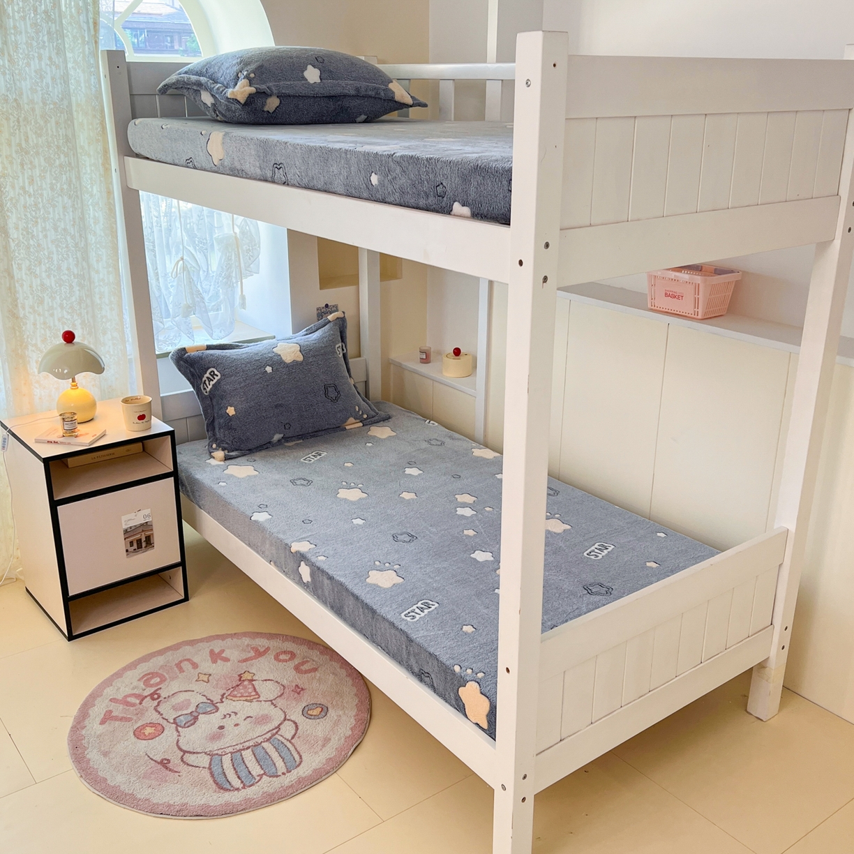 91家纺网 家纺一手货源 找家纺 川悦生活 2025新款雪花绒宿舍单床笠 床笠藏蓝星宇