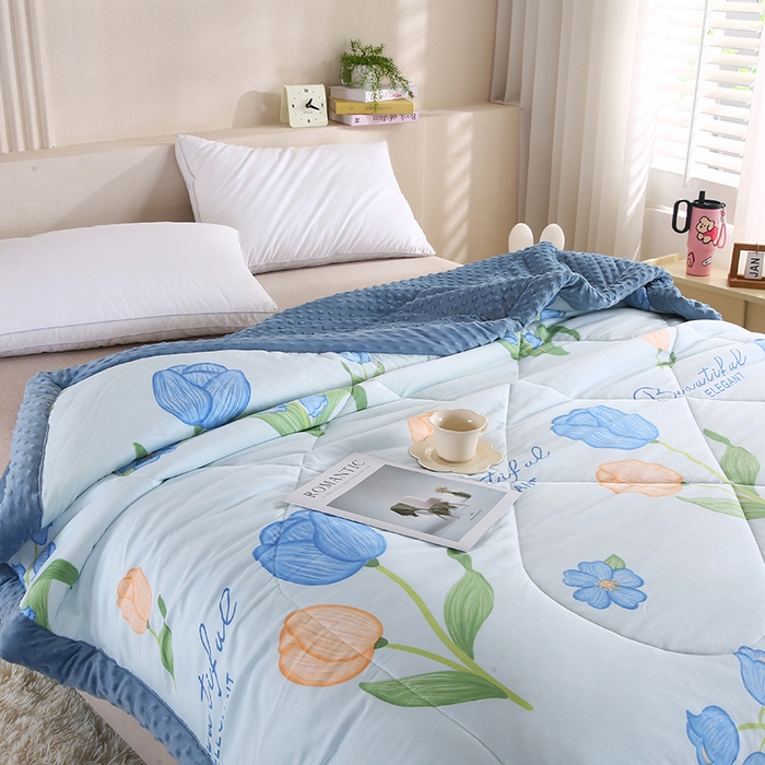 91家纺网 家纺一手货源 找家纺 欧朵 2025新款A类水洗棉豆豆绒被子冬被大豆被芯春秋被冬被 幼儿园 学生宿舍 四季被空调被子缤纷花朵