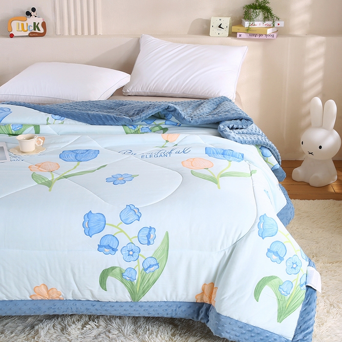 91家纺网 家纺一手货源 找家纺 欧朵 2025新款A类水洗棉豆豆绒被子冬被大豆被芯春秋被冬被 幼儿园 学生宿舍 四季被空调被子缤纷花朵