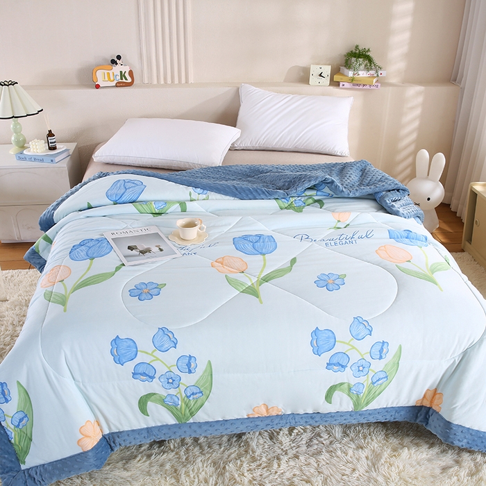 91家纺网 家纺一手货源 找家纺 欧朵 2025新款A类水洗棉豆豆绒被子冬被大豆被芯春秋被冬被 幼儿园 学生宿舍 四季被空调被子缤纷花朵