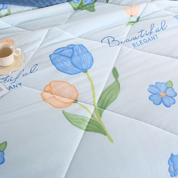 91家纺网 家纺一手货源 找家纺 欧朵 2025新款A类水洗棉豆豆绒被子冬被大豆被芯春秋被冬被 幼儿园 学生宿舍 四季被空调被子缤纷花朵