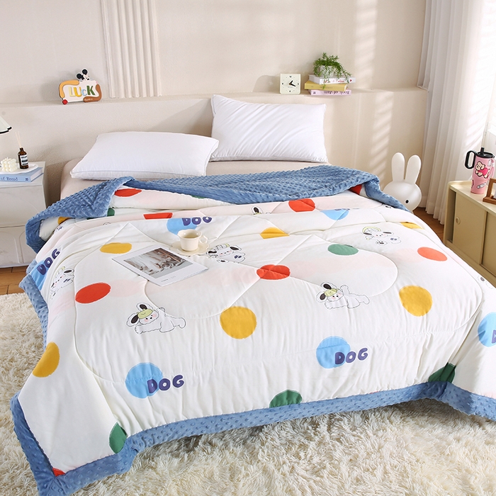 91家纺网 家纺一手货源 找家纺 欧朵 2025新款A类水洗棉豆豆绒被子冬被大豆被芯春秋被冬被 幼儿园 学生宿舍 四季被空调被子彩色气泡