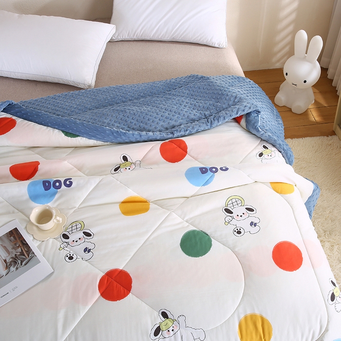 91家纺网 家纺一手货源 找家纺 欧朵 2025新款A类水洗棉豆豆绒被子冬被大豆被芯春秋被冬被 幼儿园 学生宿舍 四季被空调被子彩色气泡