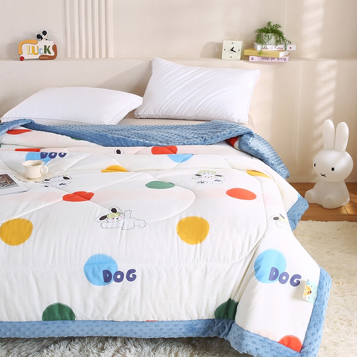 91家纺网 家纺一手货源 找家纺 欧朵 2025新款A类水洗棉豆豆绒被子冬被大豆被芯春秋被冬被 幼儿园 学生宿舍 四季被空调被子彩色气泡