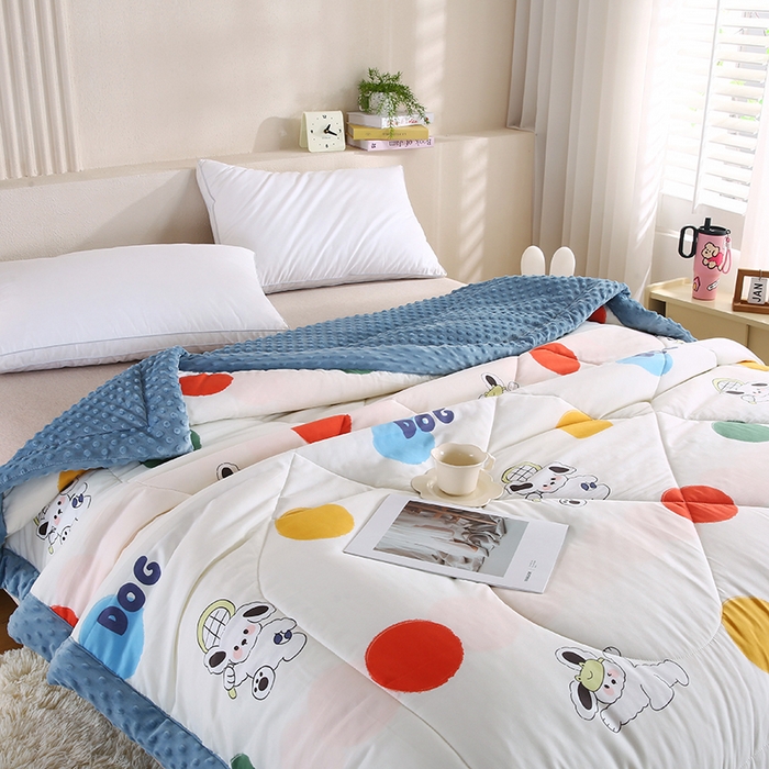 91家纺网 家纺一手货源 找家纺 欧朵 2025新款A类水洗棉豆豆绒被子冬被大豆被芯春秋被冬被 幼儿园 学生宿舍 四季被空调被子彩色气泡