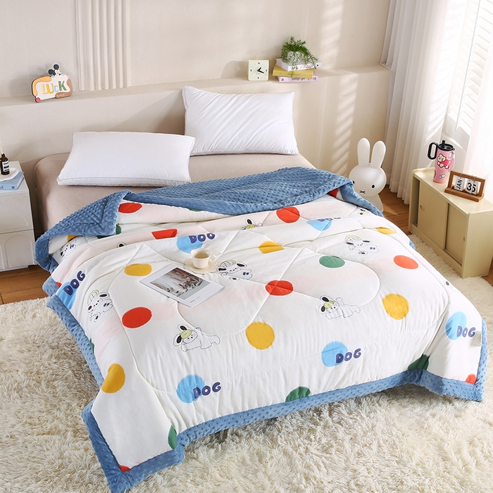 91家纺网 家纺一手货源 找家纺 欧朵 2025新款A类水洗棉豆豆绒被子冬被大豆被芯春秋被冬被 幼儿园 学生宿舍 四季被空调被子彩色气泡