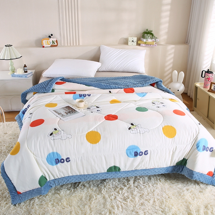 91家纺网 家纺一手货源 找家纺 欧朵 2025新款A类水洗棉豆豆绒被子冬被大豆被芯春秋被冬被 幼儿园 学生宿舍 四季被空调被子彩色气泡