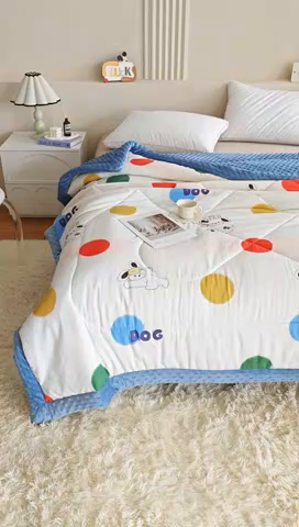 91家纺网 家纺一手货源 找家纺 欧朵 2025新款A类水洗棉豆豆绒被子冬被大豆被芯春秋被冬被 幼儿园 学生宿舍 四季被空调被子彩色气泡