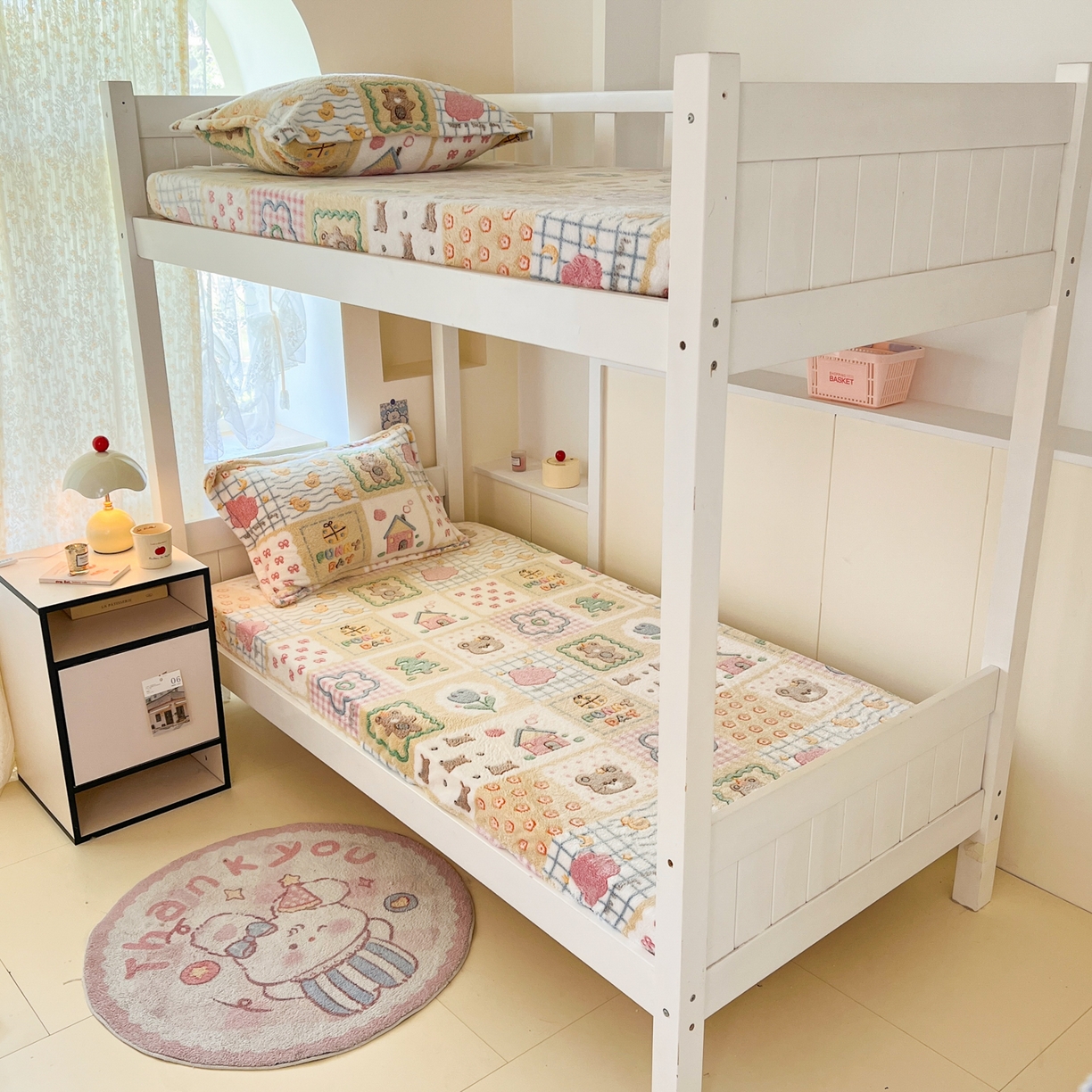 91家纺网 家纺一手货源 找家纺 川悦生活 2025新款雪花绒宿舍单床笠 床笠嘎嘎小熊