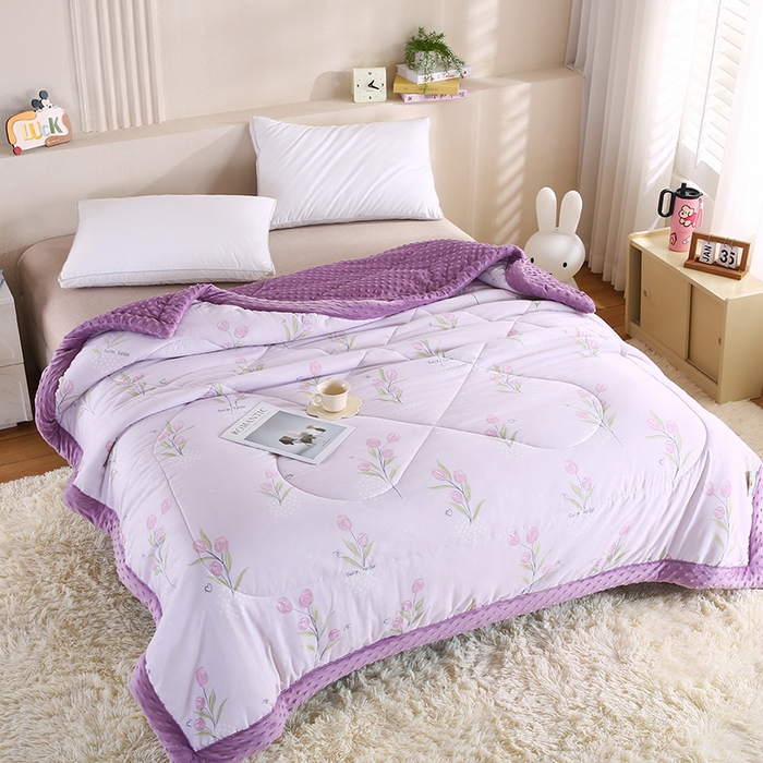 91家纺网 家纺一手货源 找家纺 欧朵 2025新款A类水洗棉豆豆绒被子冬被大豆被芯春秋被冬被 幼儿园 学生宿舍 四季被空调被子花漫雨露