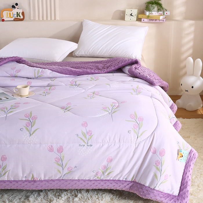 91家纺网 家纺一手货源 找家纺 欧朵 2025新款A类水洗棉豆豆绒被子冬被大豆被芯春秋被冬被 幼儿园 学生宿舍 四季被空调被子花漫雨露